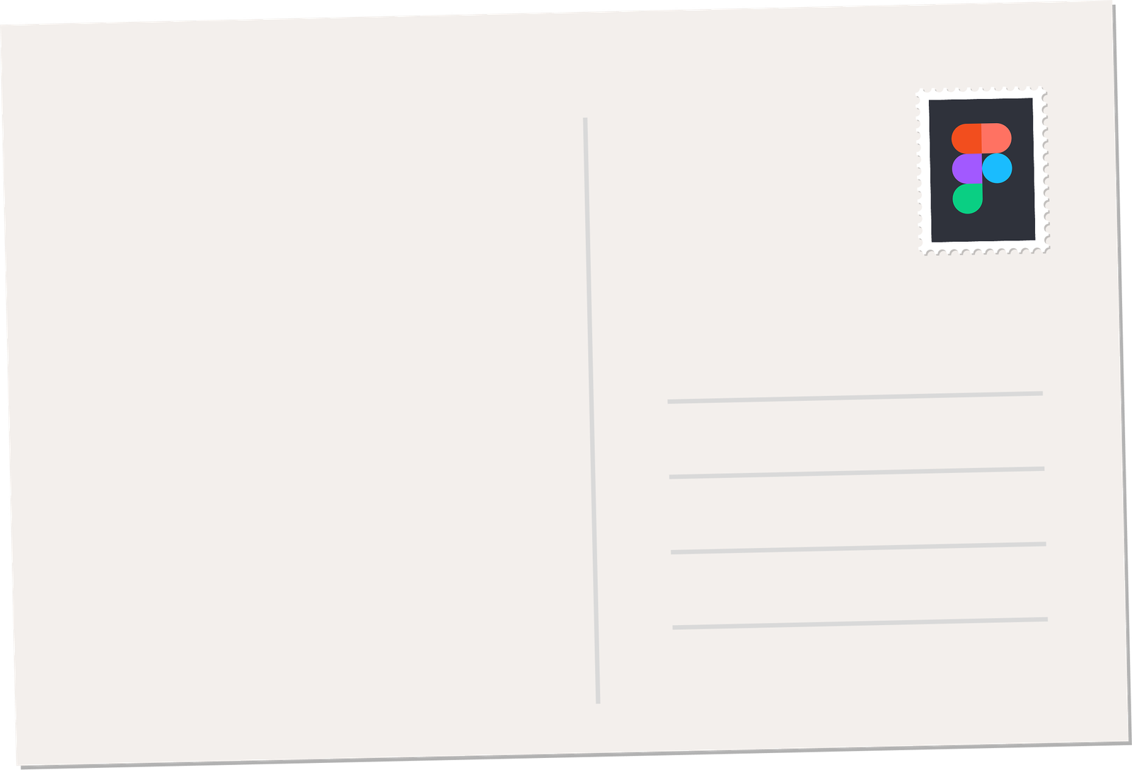 Back of a postcard with a Figma stamp.